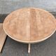 Renovated round extendable dining table with a central wooden leg, 113-203cm.