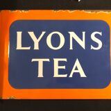 Plaque émaillée publicitaire double face Lyons Tea