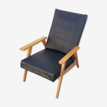 Fauteuil scandinave en skai noir