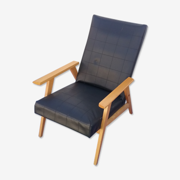 Scandinavian armchair in black skai