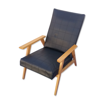 Scandinavian armchair in black skai