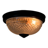 Small glass ceiling light from the 1980s, antique transparent light fixture