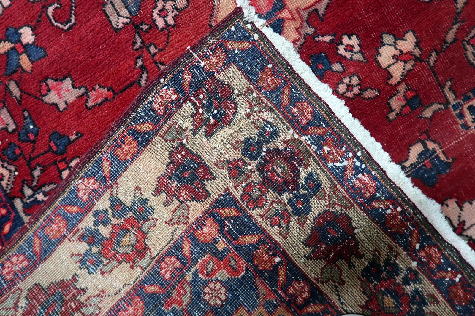 Antique handmade wool Malayer rug 4.9' x 8.6' circa 1920s - 1C1285