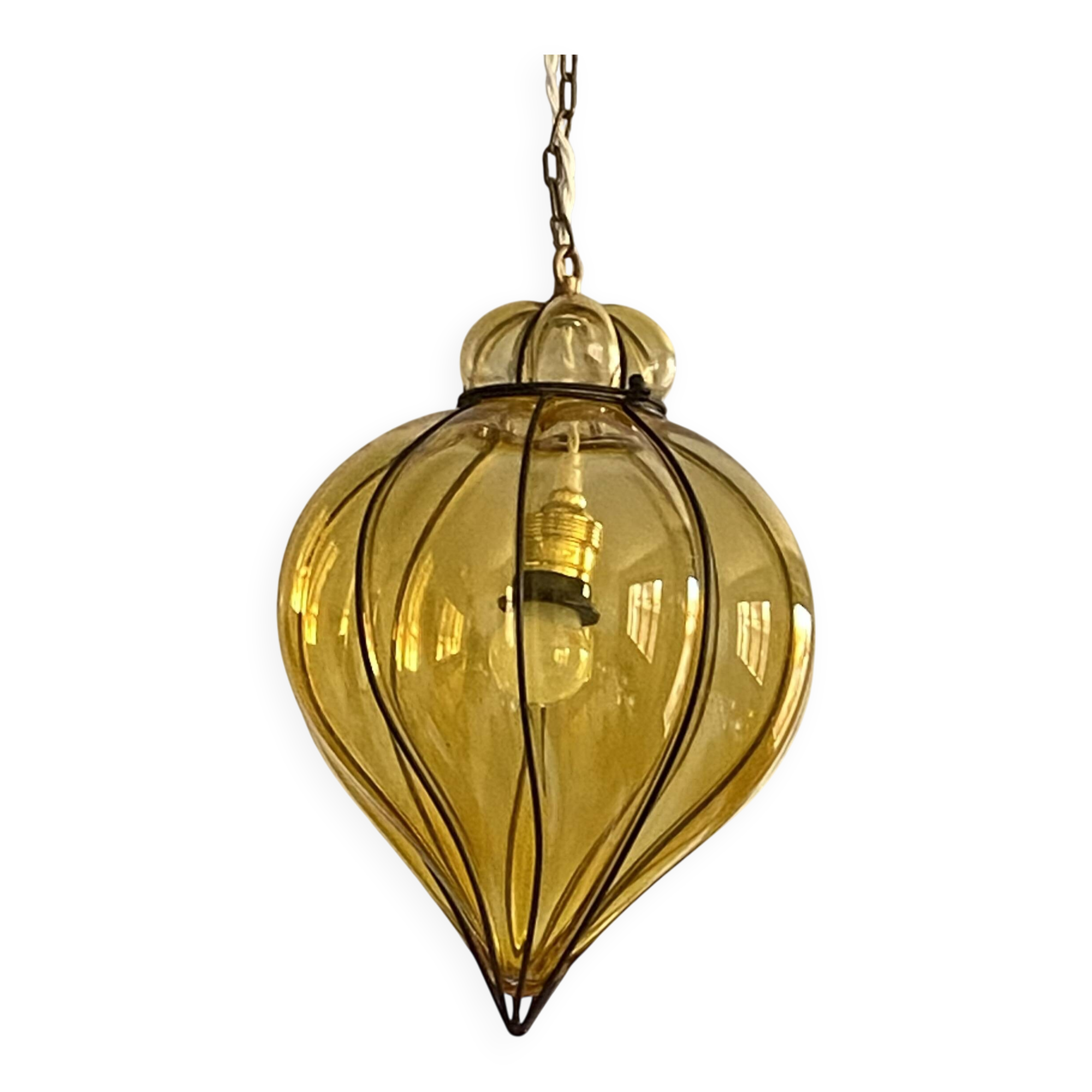 Antique Venetian lantern cage glass chandelier pendant light