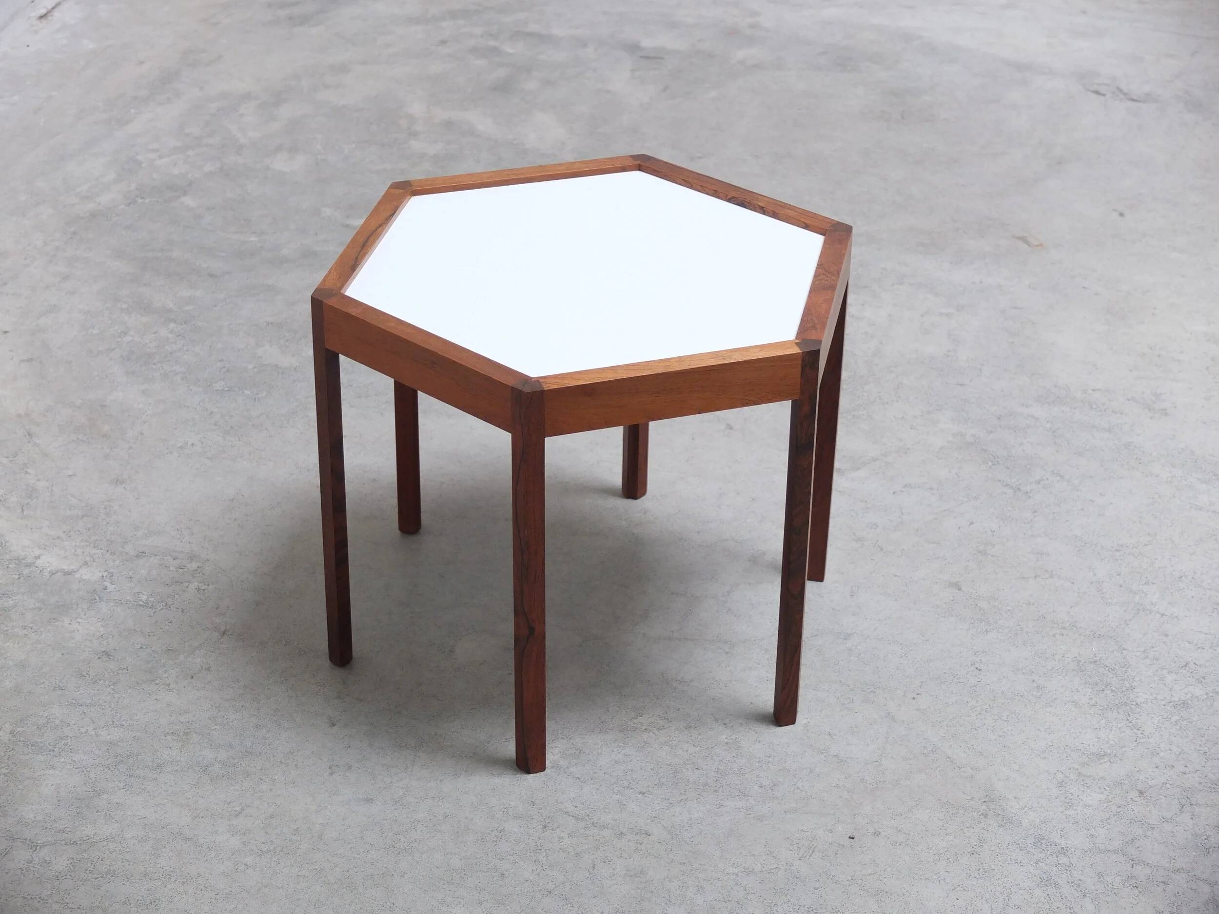 Rosewood 'Hexagon' side table by Hans Christian Andersen, 1960s