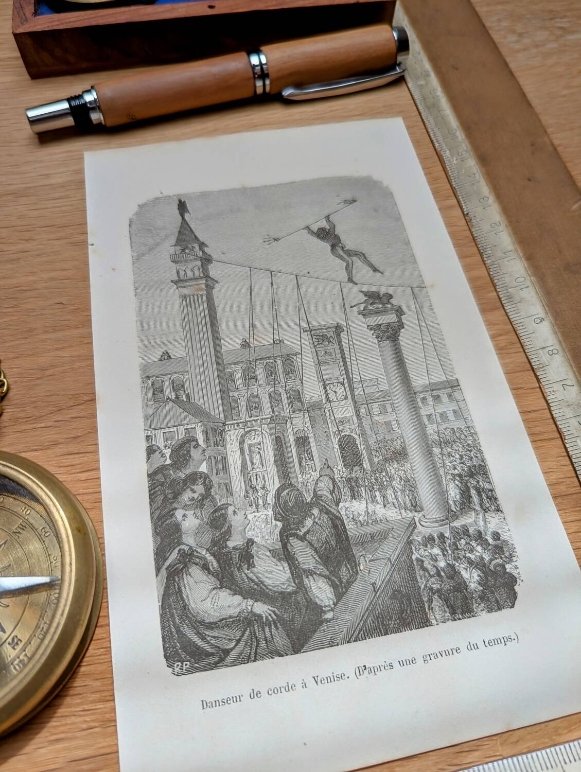 Printed in 1878, Rope Dancers in Venice, Italy.