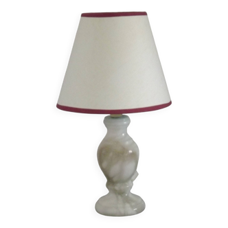 French Vintage Small Marble Table Lamp – Cream with Beige & Blue Veins 5237
