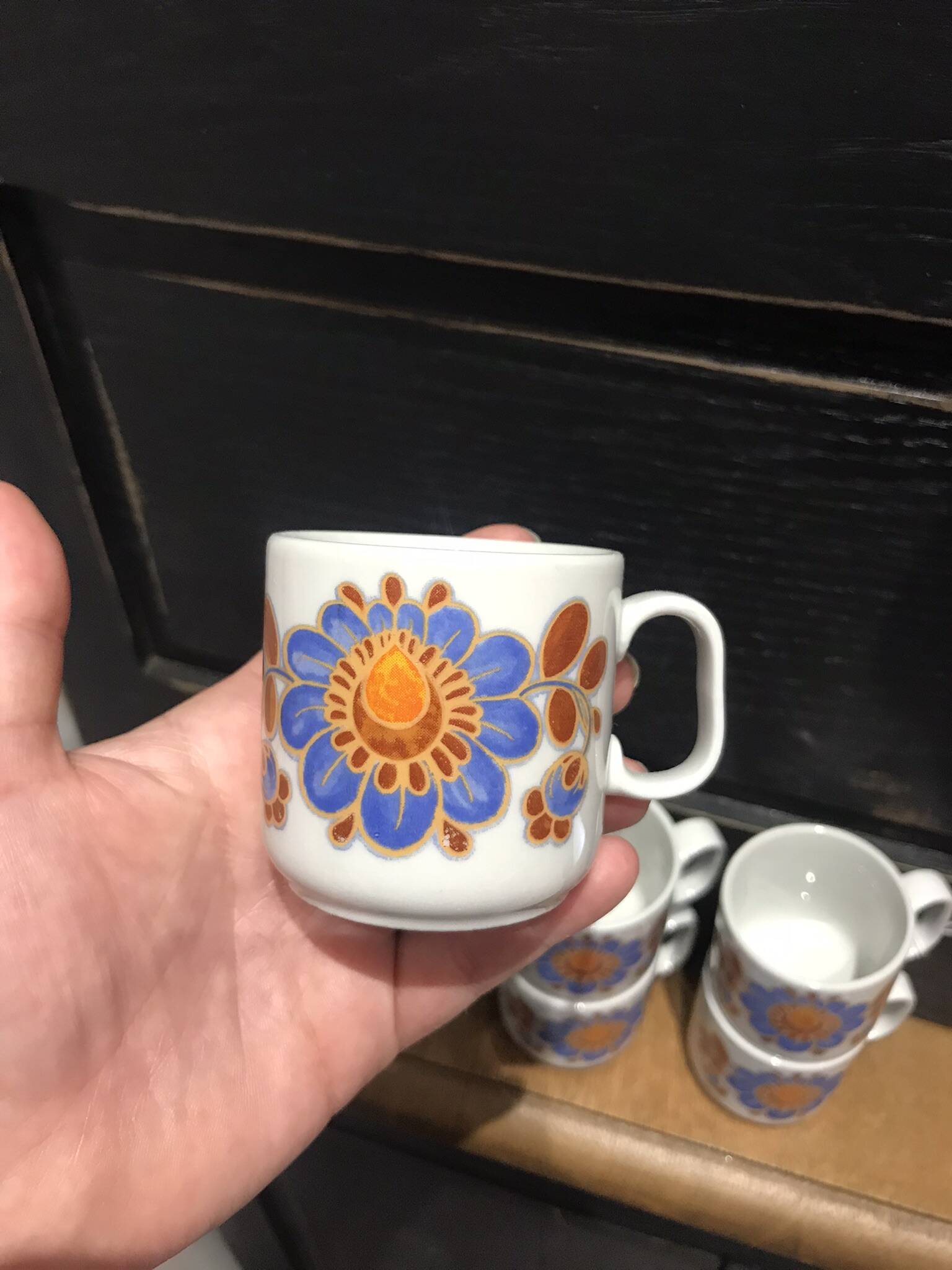 6 vintage coffee cups from the 70s, Monopoli porcelain
