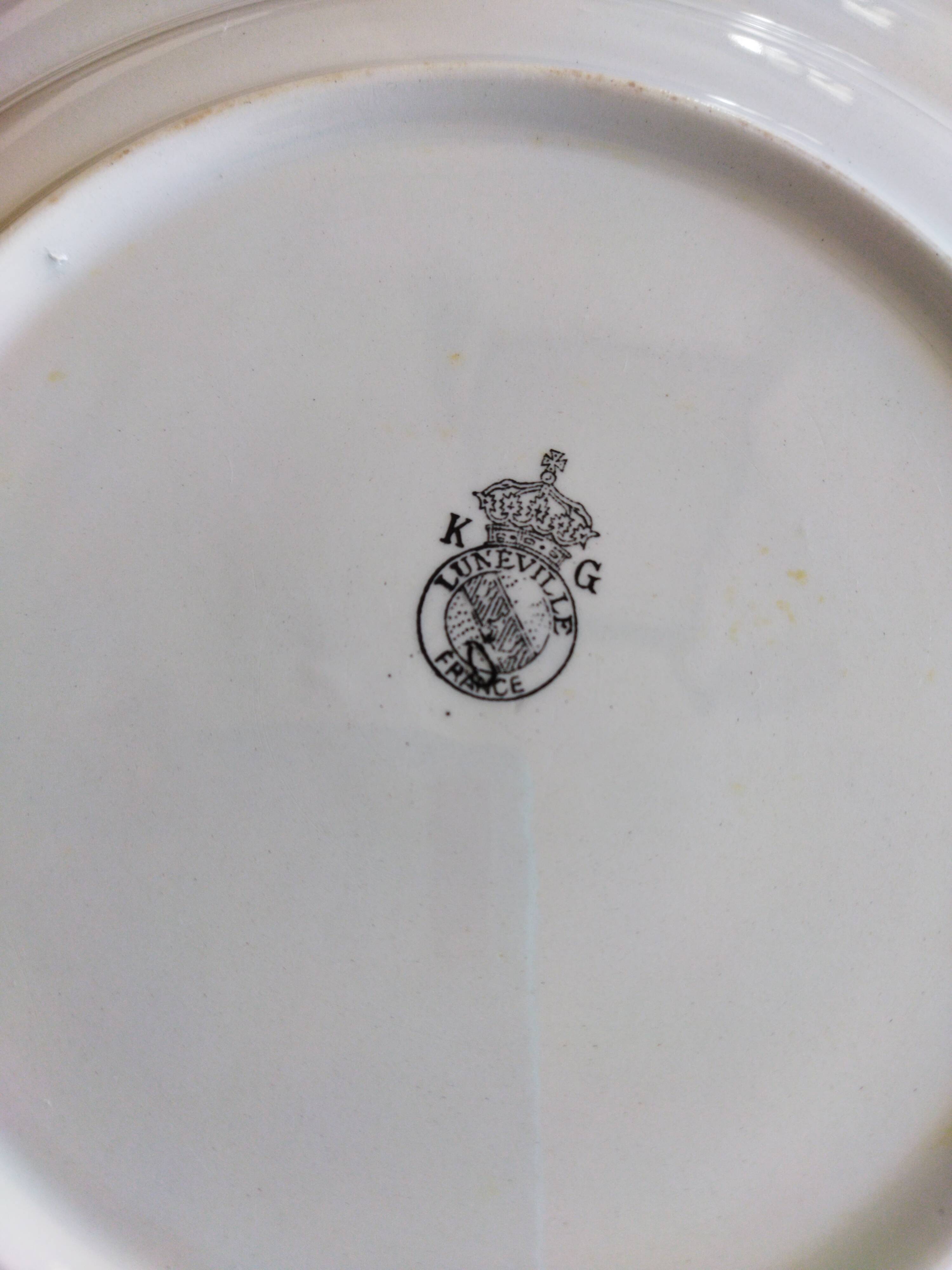 4 assiettes plates "Réverbère fin" KG Lunéville