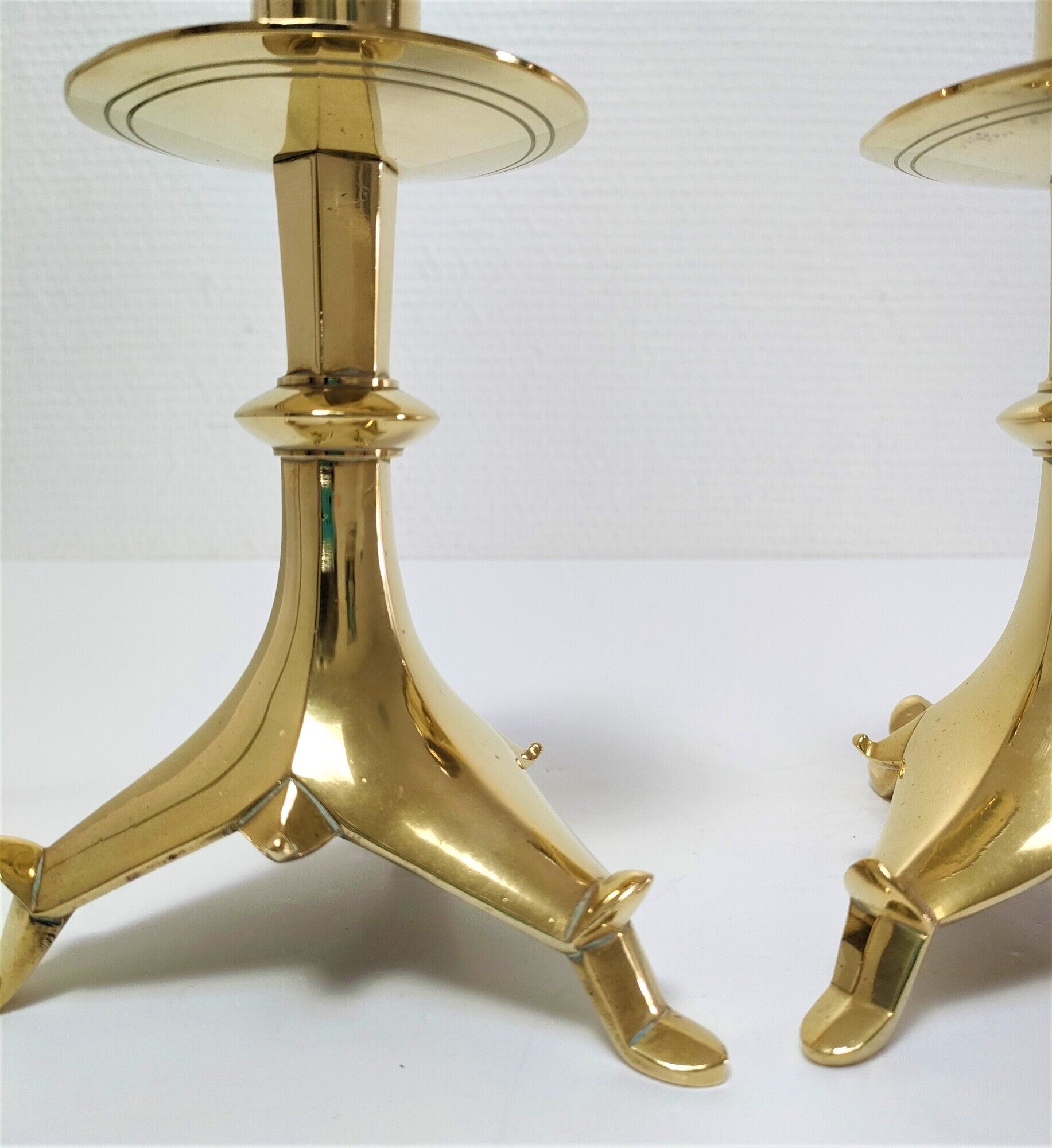 Pair of tripod lamps gilded bronze fondeur Poussielgue-Rusand