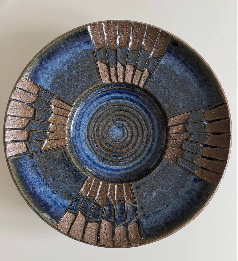 BOWL plate,  MICHAEL ANDERSEN denmark,Stoneware, relief design, centerpiece