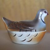 Michel Caugant terrine, partridge-shaped terrine, earthenware bird