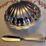 Stainless steel and glass shell butter dish