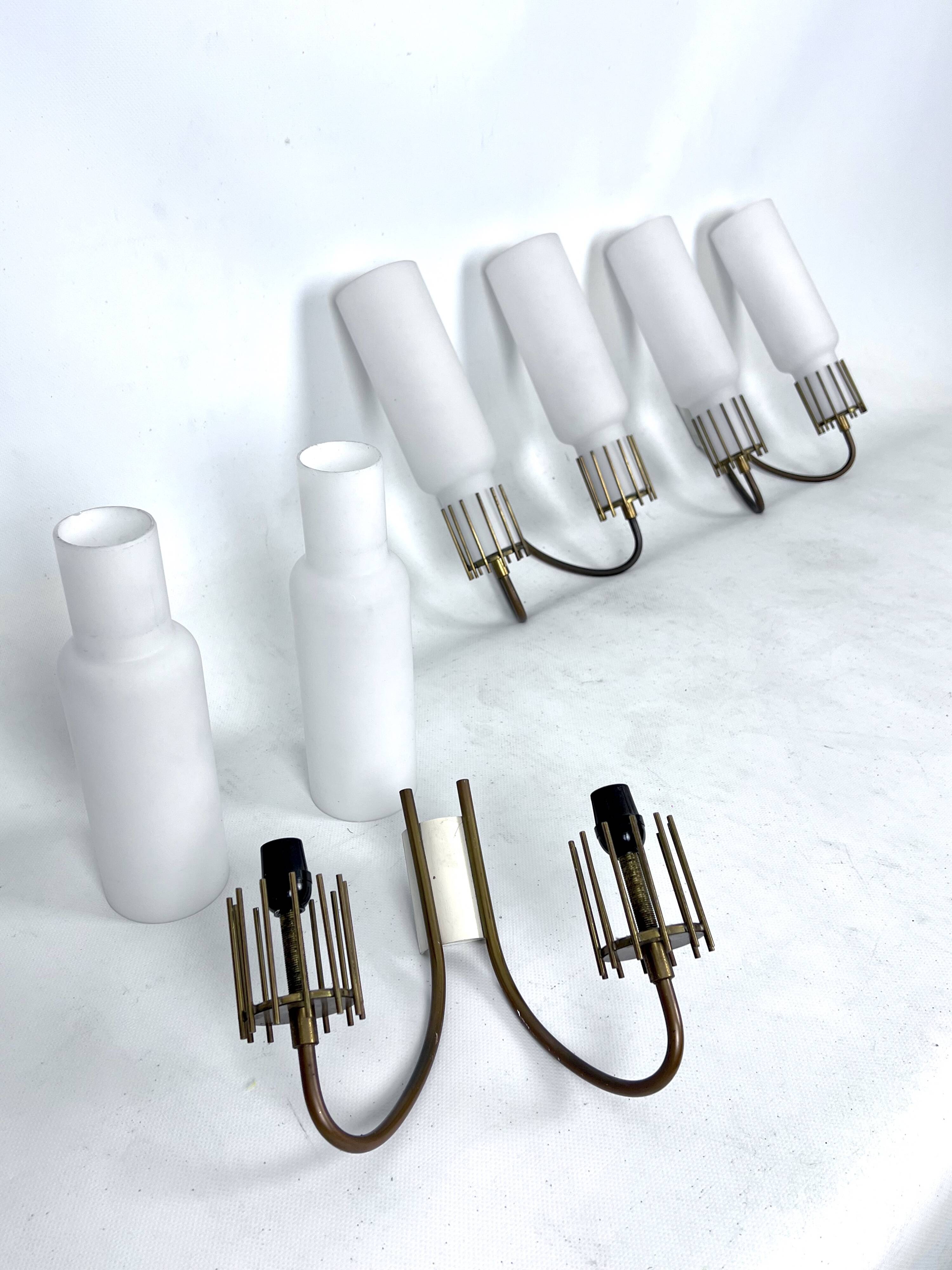 Mid-Century Modern set of three sconces in Arredoluce style. Italy 1950s