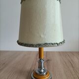 Solid brass candle holder lamp and vintage fabric
