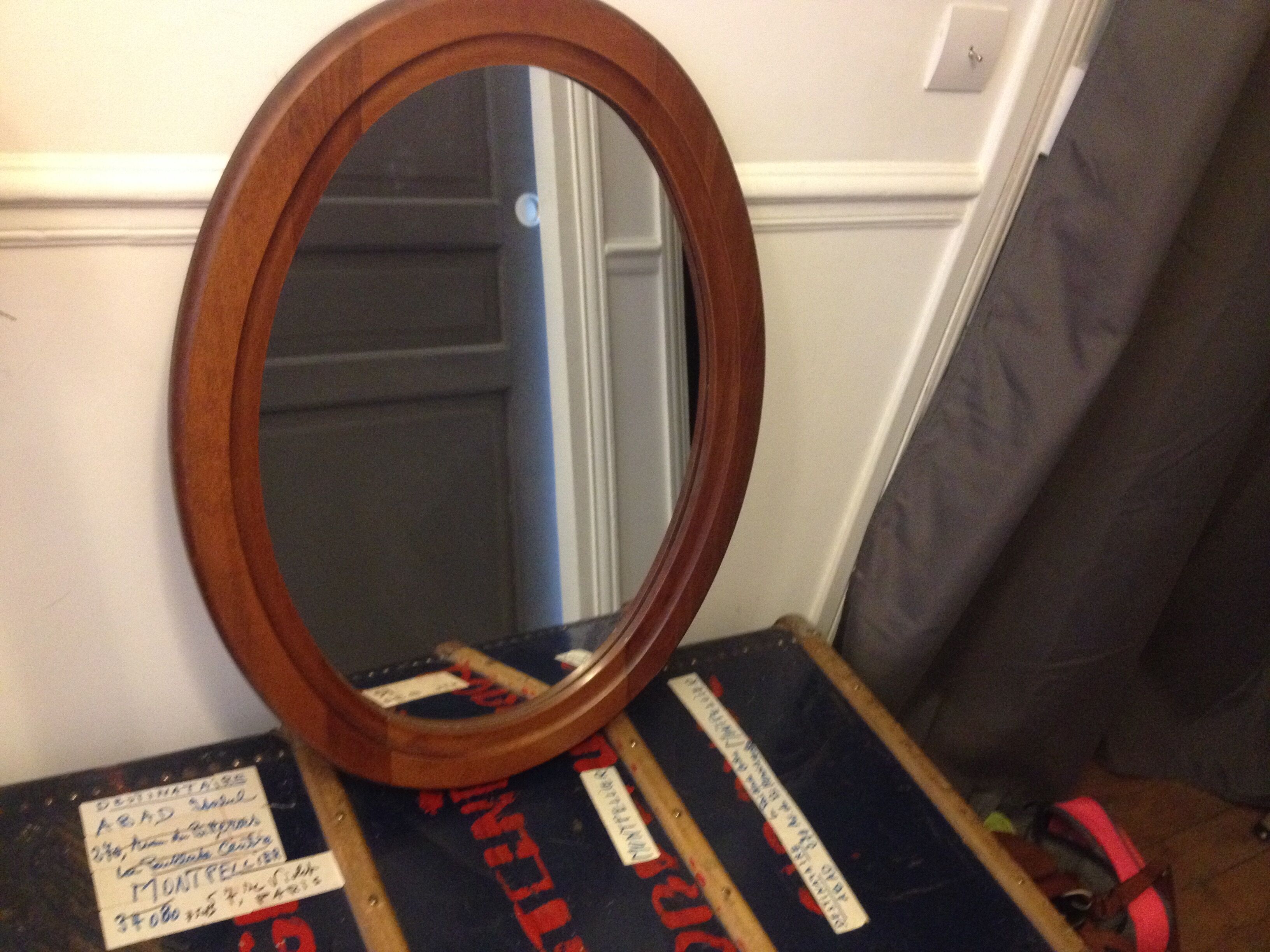 Miroir en bois massif vintage 52 x 68 cm