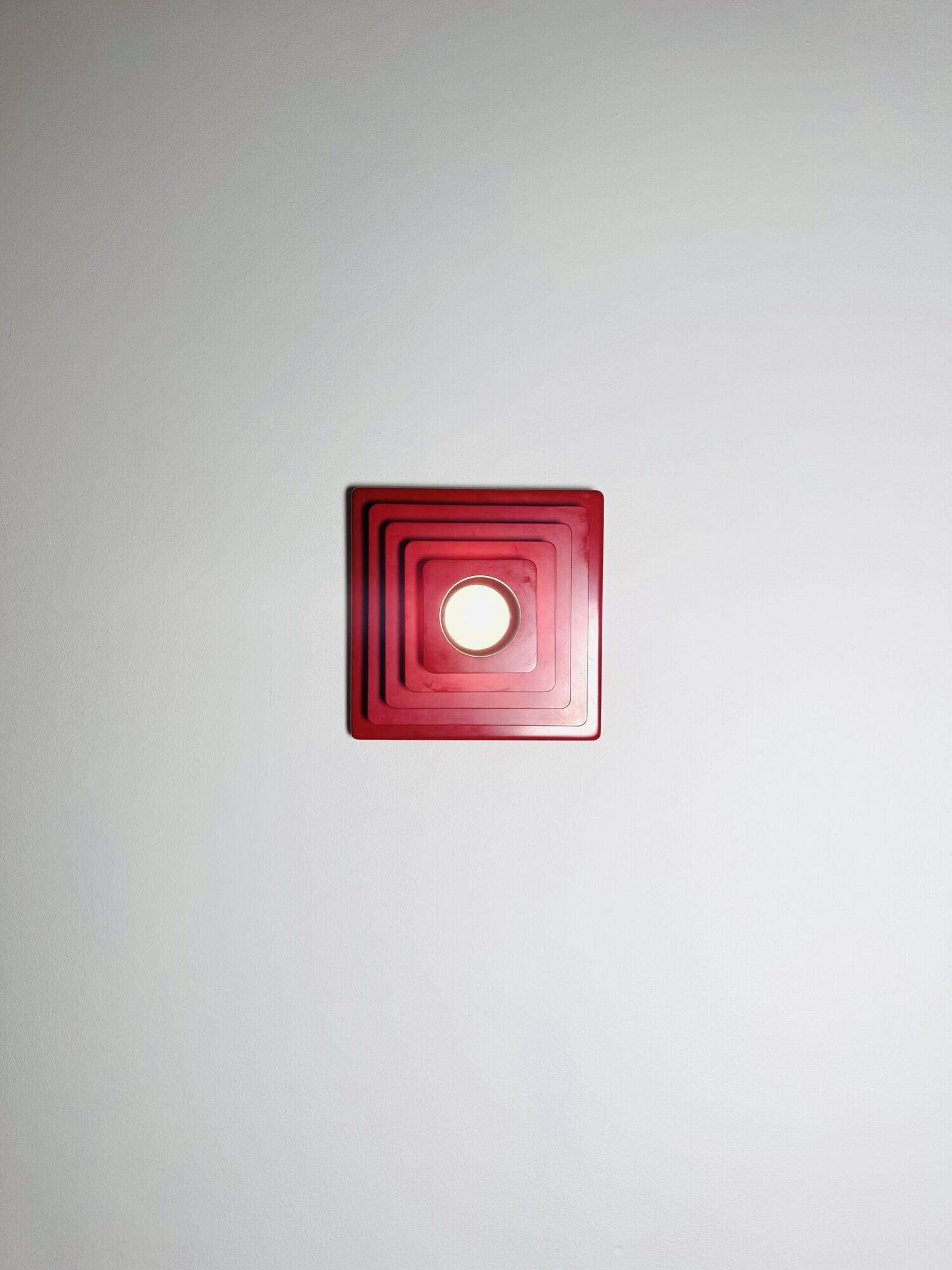Multi-Layered Pyramid Wall Lamp In Red By Hustadt Leuchten, Germany 1970S