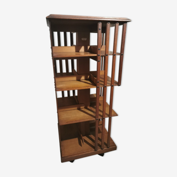 G Borgeaud 4-level rotating wooden bookcase