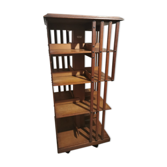 G Borgeaud 4-level rotating wooden bookcase