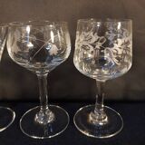 6 verres à porto ciselés