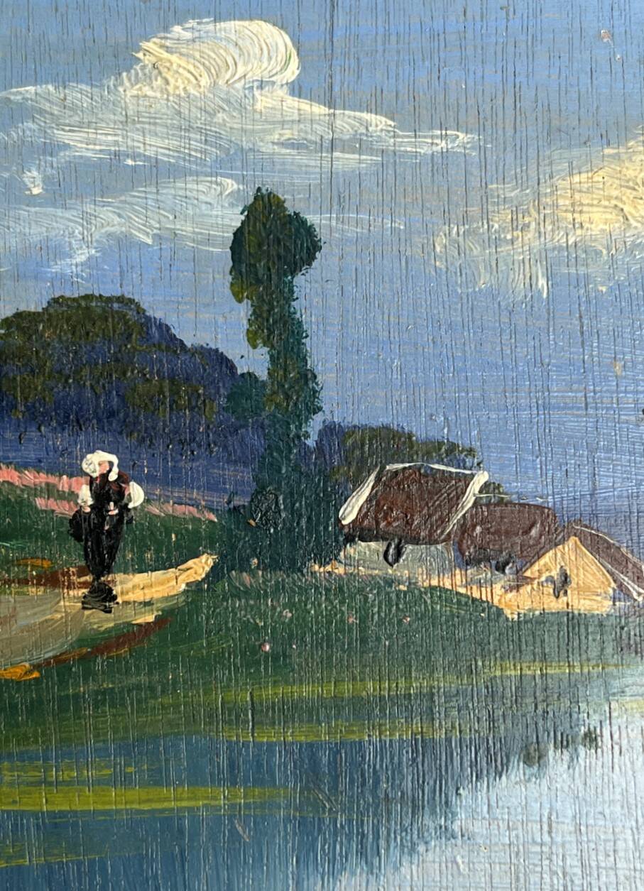 Oil on panel, Breton landscape signed, beautiful frame early 20th century.