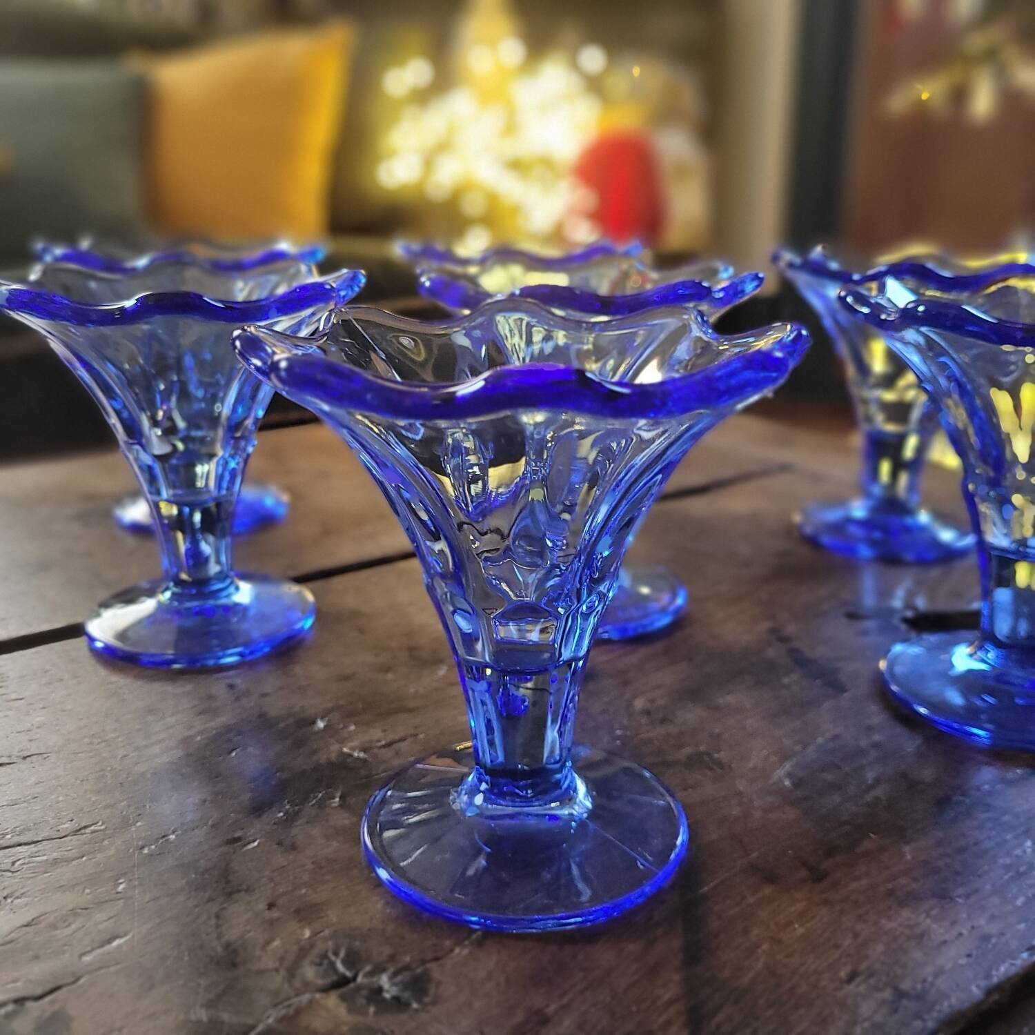 Coupes Ondulées Bleu Saphir La Rochère Vintage 80s0
