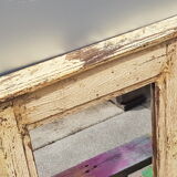 Miroir blanc casse bois vieux teck patine