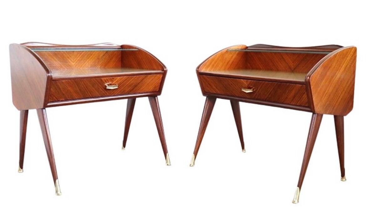 Pair of italian 1950's night stands bed side tables