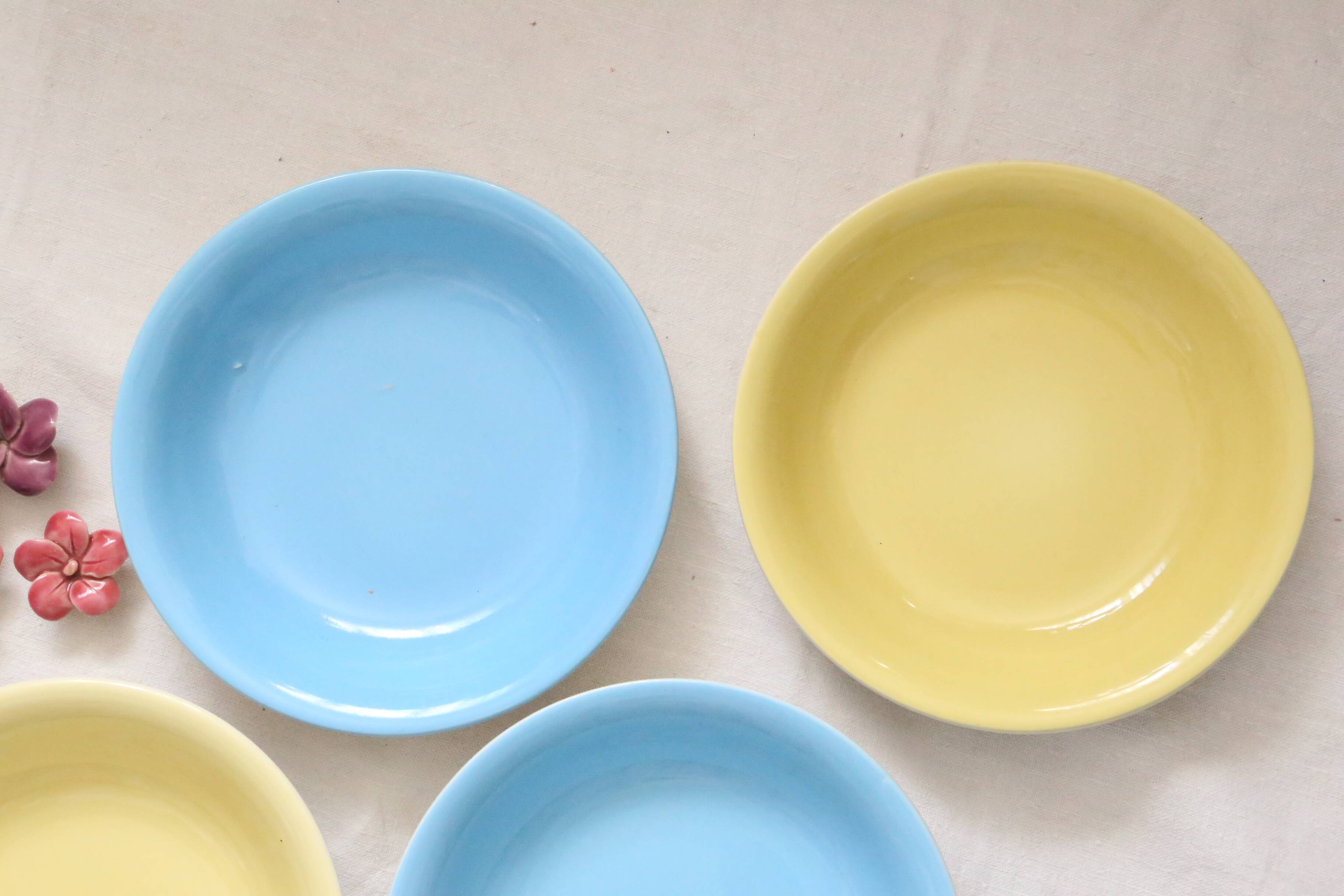 Set de 4 assiettes calottes / creuses en céramique, BOCH, vintage