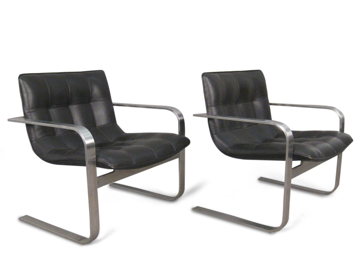 Modern leather and steel armchair