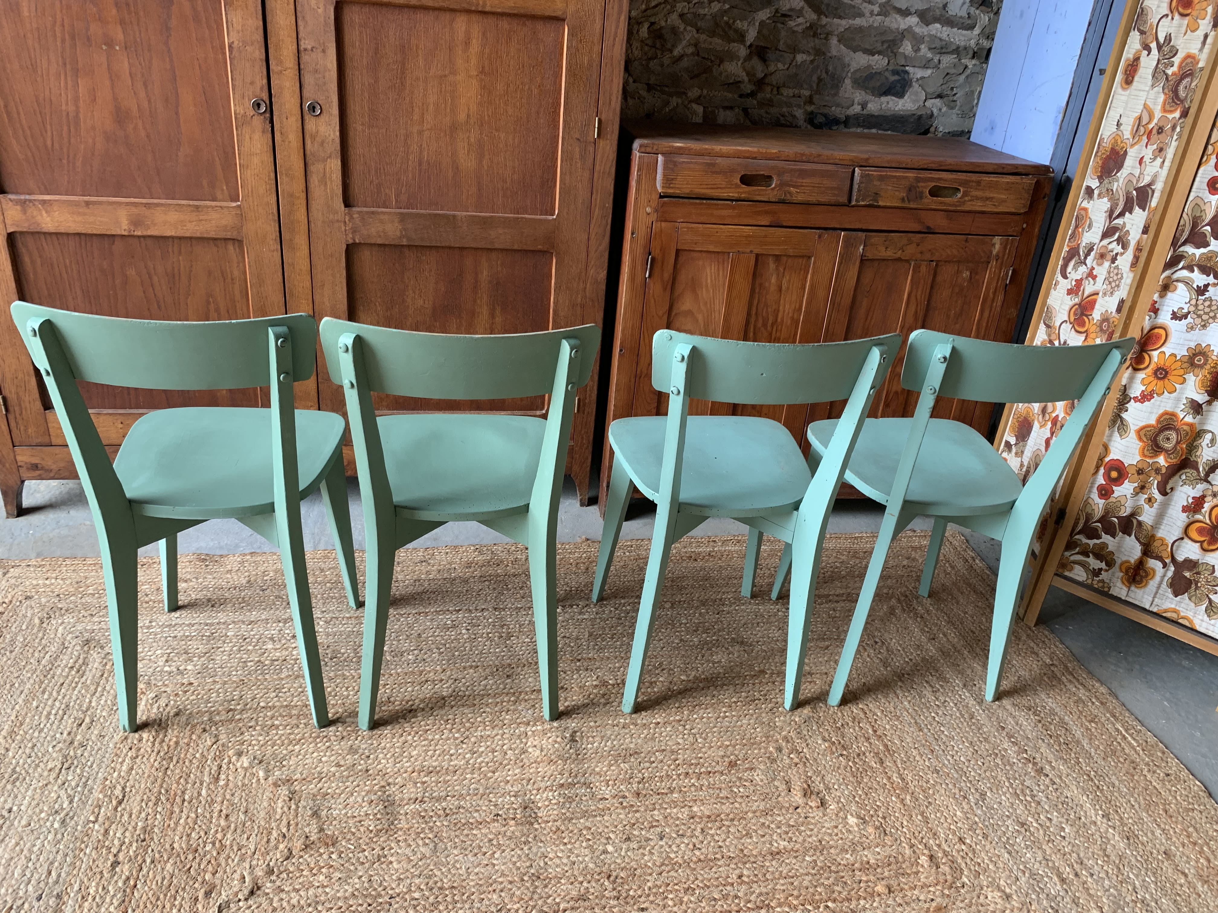 Lot de 4 chaises bistrot vertes
