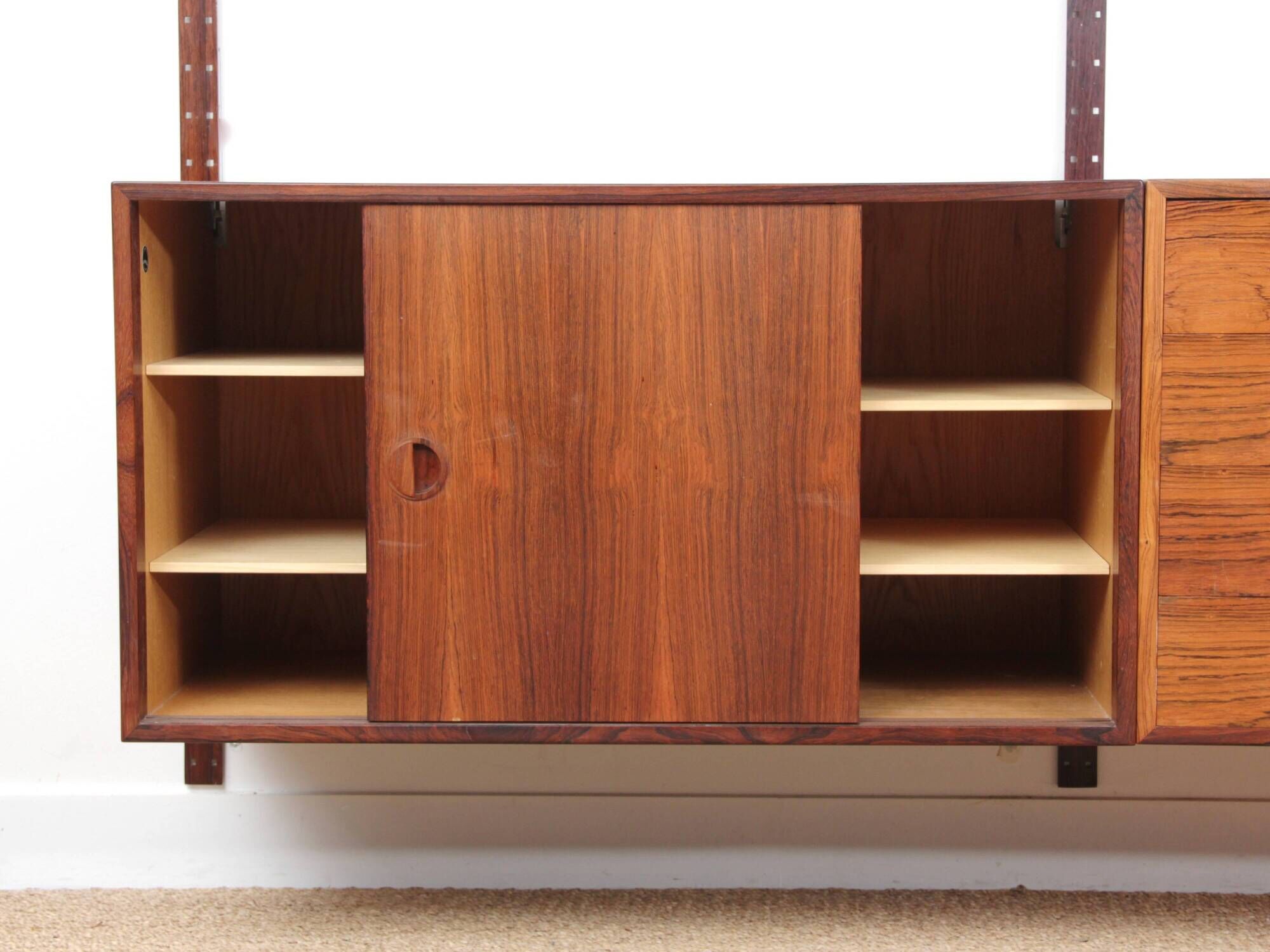 Scandinavian wall system in rosewood by Hansen & Guldborg