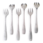 Set of 6 silver-plated oyster forks, SFAM Art Deco style