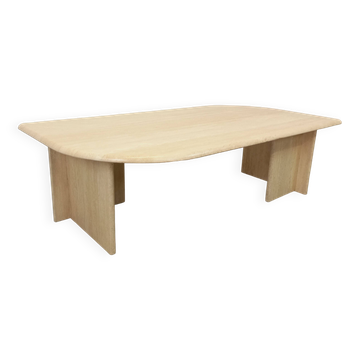 Table basse rectangulaire vintage en travertin des années 70