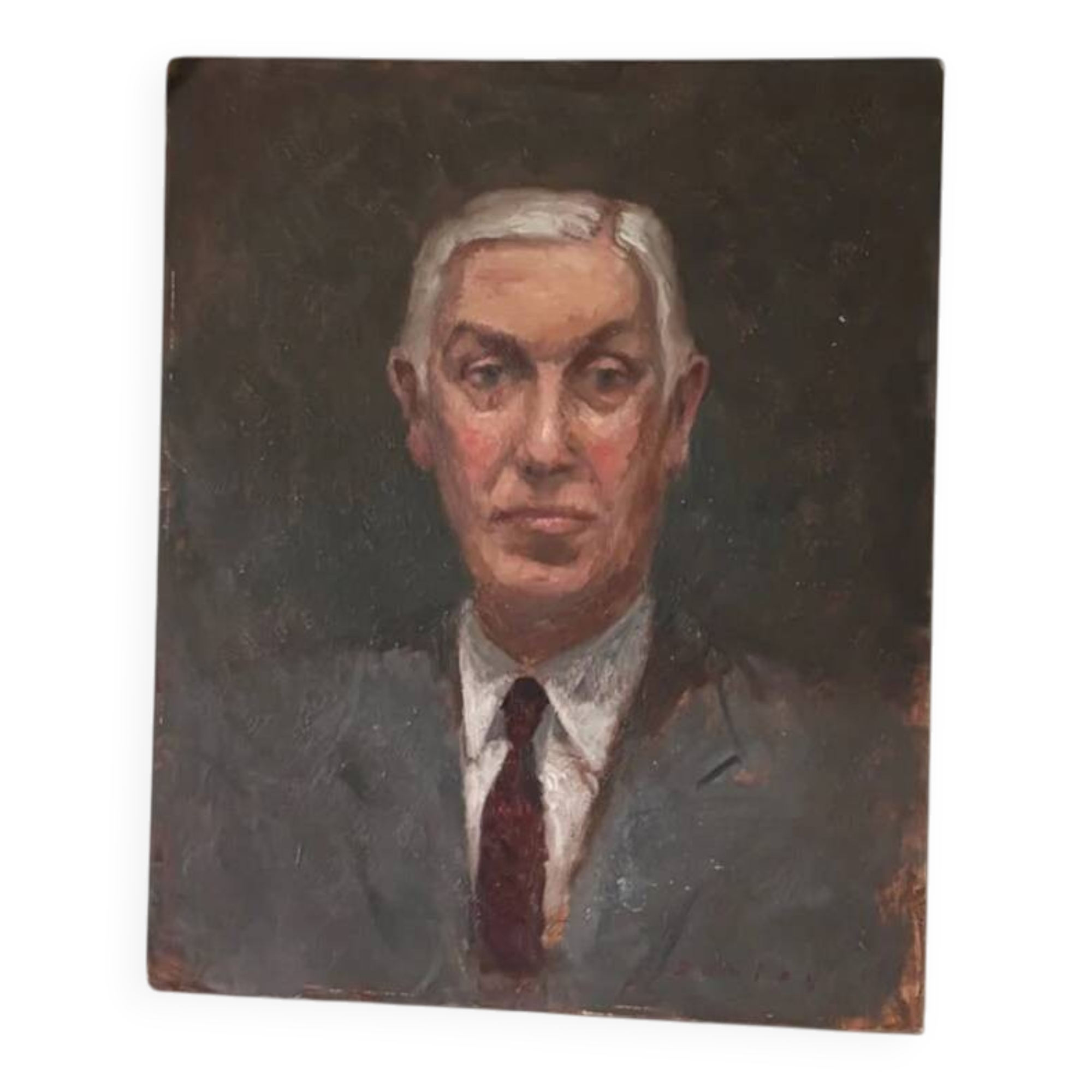 Oil portrait on panel.