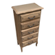 Raw wood chest of drawers with 5 drawers