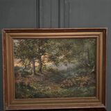Oil on canvas undergrowth landscape by Charrrier early 20th century