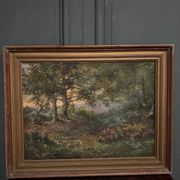 Oil on canvas undergrowth landscape by Charrrier early 20th century