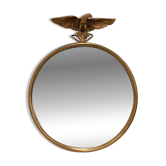 Petit miroir convexe décoratif doré de style Empire avec aigle, France