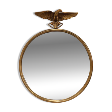 Petit miroir convexe décoratif doré de style Empire avec aigle, France