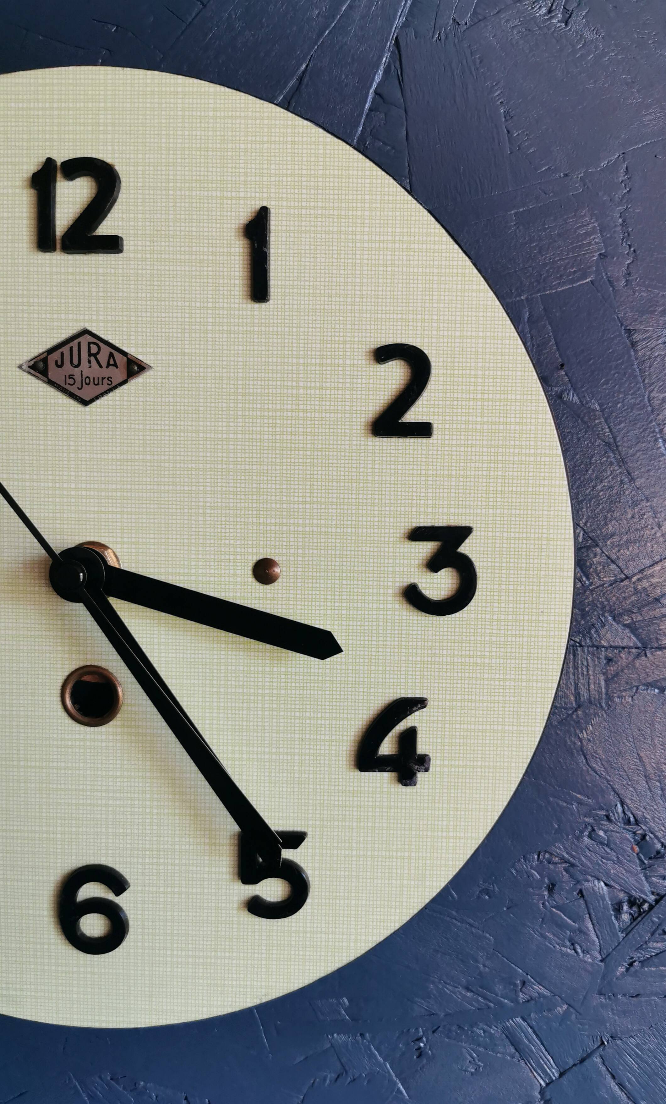 Vintage formica clock round silent wall clock "Green Jura"