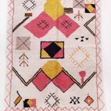 Moroccan Berber carpet beni ouarain ecru with colorful patterns 290x206cm