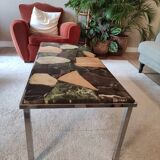 70s vintage chrome and resin coffee table