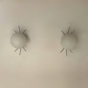 Pair of vintage wall lights, chrome and opaline, France, 1970