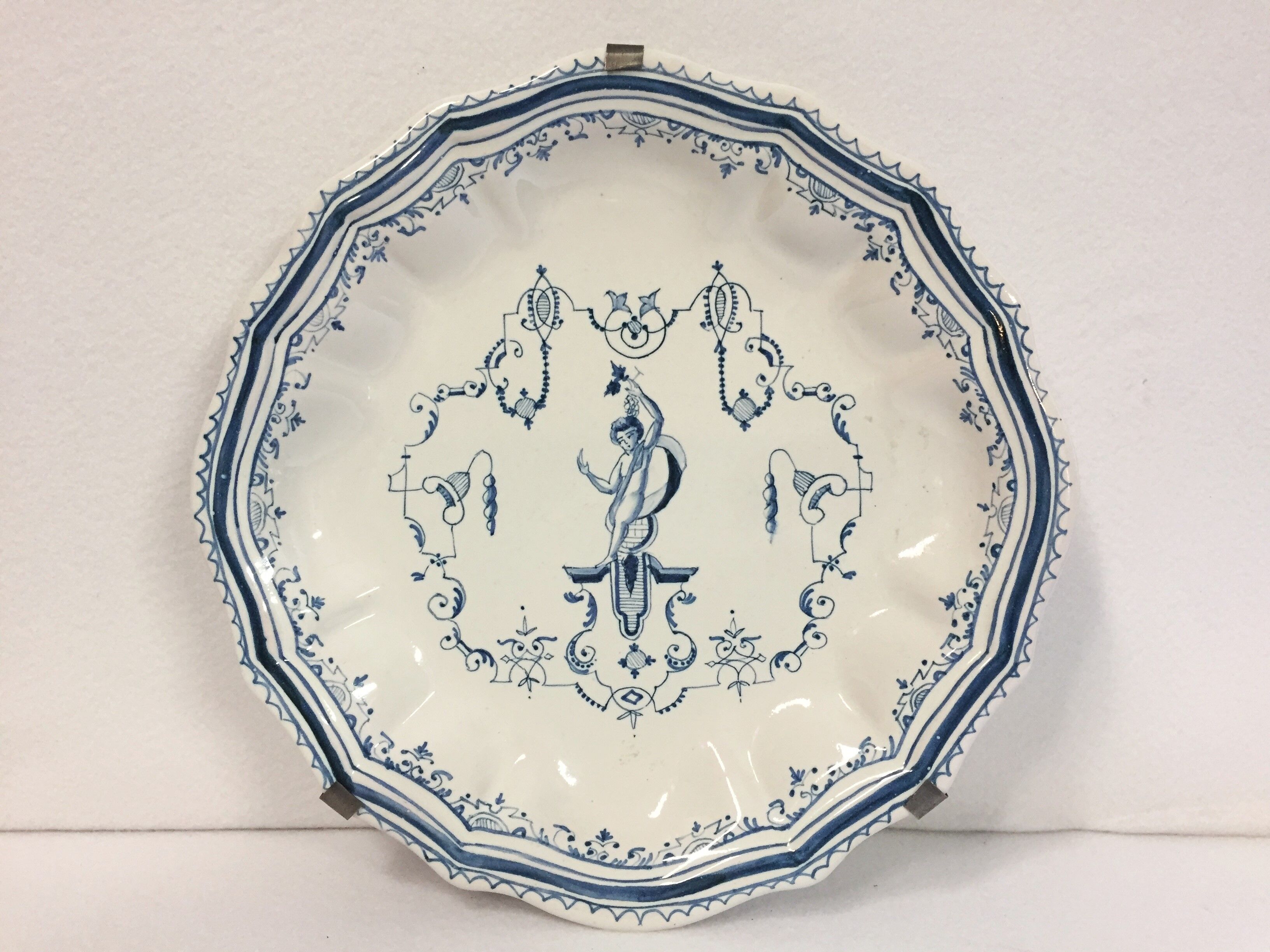 Decorative plate earthenware of Moustiers décor a la berain