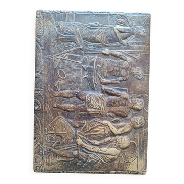 Boîte à cigares et cigarettes vintage en cuir repoussé – Thème Mythologique