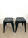 Pair of dark green Tolix stools