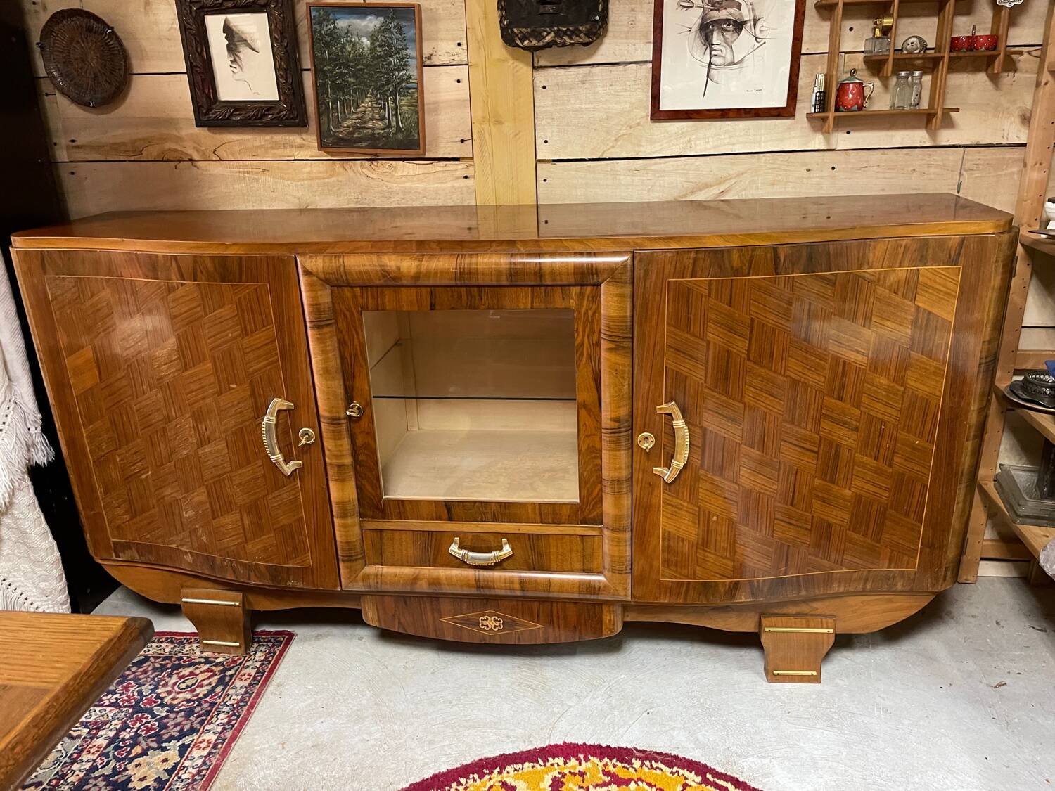 Art Deco sideboard buffet, walnut veneer, 30/40 mm thick