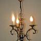 French brushed silver metal 3 light chandelier scroll leaf detail