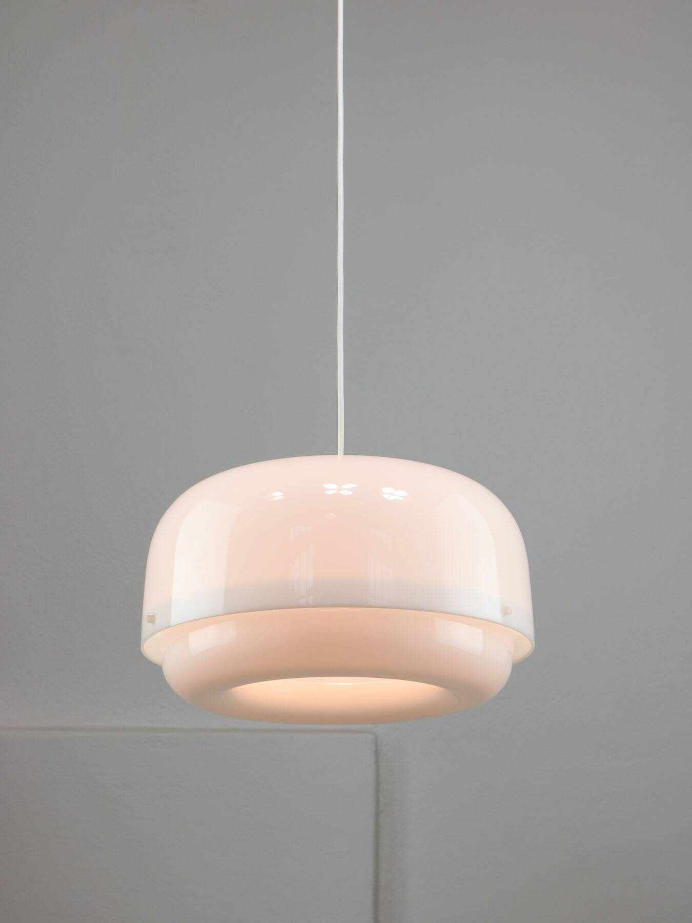 Italian White Medusa Pendant Brass Edition by Luigi Massoni for Guzzini, 1970s